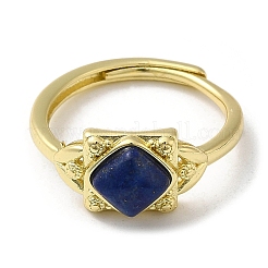 Регулируемые кольца на палец с ромбами и натуральными смешанными драгоценными камнями&nbsp;RJEW-M155-08G