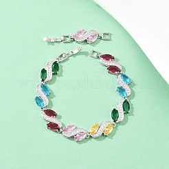 Теннисные браслеты из платиновой латуни с микропаве из кубических цирконий&nbsp;BJEW-B160-12P