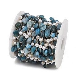 Pépites d'apatite naturelle et chaînes à maillons faites à la main en acier inoxydable 316&nbsp;CHS-K021-14G-14