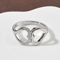 Кольца из нержавеющей стали 304 с кубическим цирконием для женщин&nbsp;RJEW-F189-05P