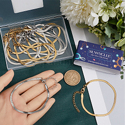 12 шт. 2 цвета браслеты-змейки из нержавеющей стали в стиле хип-хоп для мужчин&nbsp;BJEW-SC0001-35