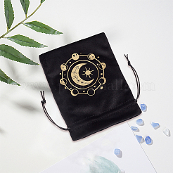 2 pochette de rangement en velours imprimé lune avec cordon de serrage pour carte de tarot&nbsp;ABAG-CN0001-79B