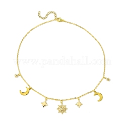 Ожерелья с подвесками из латуни «Луна&nbsp;NJEW-TA00164