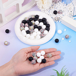 60 Stück 4 Stile Silikonperlen runde Gummiperle 15mm lose Abstandsperlen für DIY-Zubehör Schmuck Schlüsselanhängerherstellung&nbsp;FIND-TA0010-30B