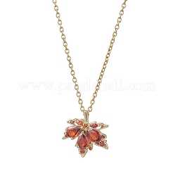 Подвеска в виде кленового листа из латуни с кубическим цирконием&nbsp;NJEW-JN05901-01