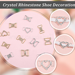 16 stücke 8 arten messing & legierung kristall strass schuh dekoration&nbsp;FIND-GF0007-24