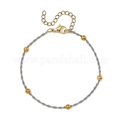 Bracciali a catena a corda con sfere rotonde in acciaio inossidabile 304 bicolore&nbsp;BJEW-JB14366