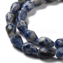 Perles de jaspe tache bleue naturelle&nbsp;G-P520-B21-01
