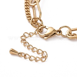Placcatura sotto vuoto pvd acciaio inossidabile 304 doppia catena collana multistrato con colonna perline per donna&nbsp;STAS-E155-11G
