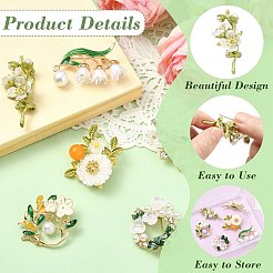 6 шт. 6 стили булавок из смолы в виде ромашки и листика&nbsp;JEWB-CJ0002-96