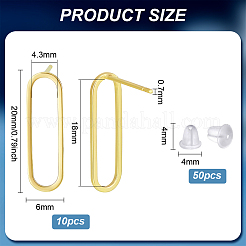 10 шт. полая овальная стойка с покрытием из латуни для сережек-гвоздиков&nbsp;KK-BC0013-46A