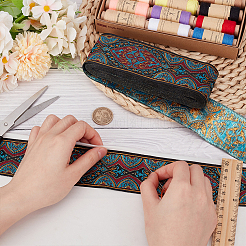 Лента жаккардовая из полиэстера в национальном стиле для аксессуаров одежды&nbsp;OCOR-WH0097-39B