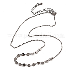 Ожерелья из латунного кабеля и плоских цепочек с пайетками для женщин&nbsp;NJEW-D302-44B