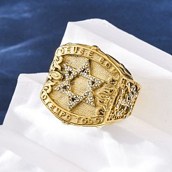 Звезда Давида 304 нержавеющая сталь стразы перстни для женщин RJEW-B121-02C-G