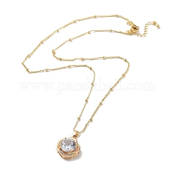 Ожерелья с подвеской из латуни с микро-паве и кубическим цирконием в форме цветка&nbsp;NJEW-A015-07KCG