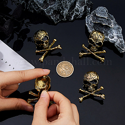 4 шт. броши из цинкового сплава в виде черепа для одежды рюкзака&nbsp;JEWB-FH0002-04AG