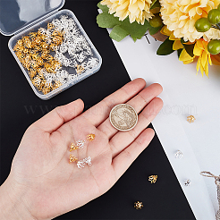 200 шт. 2-х цветные латунные колпачки для бусин&nbsp;KK-BBC0003-49