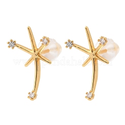 Серьги-гвоздики из латуни с прозрачным фианитом и прозрачным фианитом&nbsp;EJEW-C158-02G