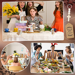 30 шт. брелок-крест из дерева и пластика с жемчужной подвеской&nbsp;KEYC-GO0001-18