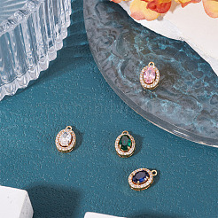 4 шт. 4 цвета латунные подвески с микропаве и кубическим цирконием&nbsp;KK-TA0002-58