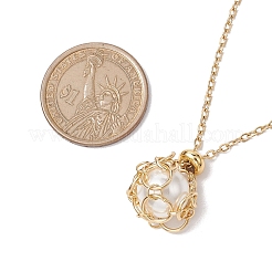 Collane con ciondolo a forma di sacchetto macramè di perle rotonde&nbsp;NJEW-JN04955-01