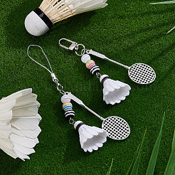 2 Stück Anhängerdekoration in Form eines Badmintonschlägers aus Legierung&nbsp;AJEW-BM0001-21