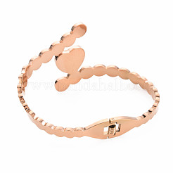 Браслет-кафф с сердцем из натуральной ракушки&nbsp;BJEW-N017-002RG