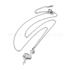 Collane a catena con ciondolo a forma di fenicottero in acciaio inossidabile 304 per donna e uomo&nbsp;NJEW-Q032-02B-P