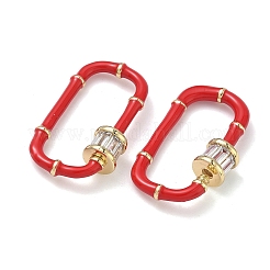 Овальный латунный микропаве прозрачный кубический цирконий фиксирующий карабин&nbsp;KK-H256-01G-03