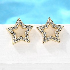 Серьги-гвоздики из латуни с микропаве из кубического циркония&nbsp;EJEW-D304-33G