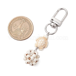 Decorazioni pendenti con perline sintetiche turchesi rotonde e tartarughe marine&nbsp;HJEW-JM03101-03
