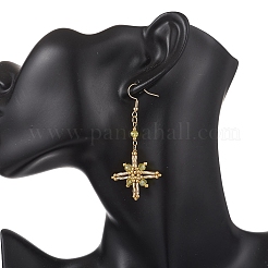 Серьги-подвески из стеклянных бусин в форме звезды&nbsp;EJEW-MZ00664