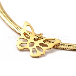 Cavigliera con ciondolo in acciaio inossidabile 304 con catene piatte a forma di serpente per donna&nbsp;AJEW-C021-02