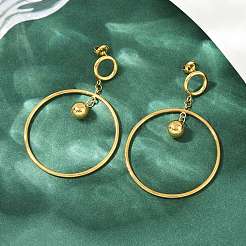 Серьги-гвоздики с кольцами из нержавеющей стали 304 EJEW-K268-34G