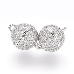 Магнитные застежки из латуни с цирконием и микропаве с петлями&nbsp;LS-ZIRC-E120-05P-10mm-NR