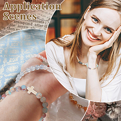 4 шт. браслеты из синтетической императорской яшмы и синтетического говлита с круглыми бусинами&nbsp;BJEW-ME00008