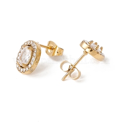 Orecchini ovali con zirconi cubici e strass&nbsp;EJEW-A080-05G