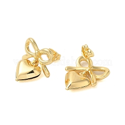 Серьги-гвоздики из латуни с покрытием в форме сердца&nbsp;EJEW-C109-01G