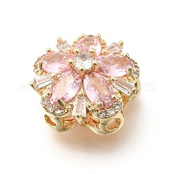 Micro en laiton de fleurs ouvrent perles de zircons clairs&nbsp;KK-Z156-14G-01
