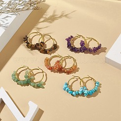 Серьги-кольца природных драгоценных камней&nbsp;EJEW-JE05173