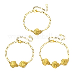 3 bracciale a maglie a forma di conchiglia in acciaio inossidabile 304&nbsp;BJEW-JB13855