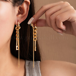 Серьги-кольца из цинкового сплава с панцирной цепочкой&nbsp;FS-WG7682E-01