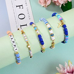 5pcs 5 ensembles de bracelets extensibles faits à la main de perles d'argile polymère&nbsp;BJEW-SZ0001-77B
