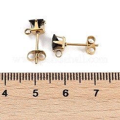 Placcatura ionica (ip) 304 acciaio inossidabile zirconia cubica orecchini a bottone&nbsp;STAS-P373-06B-05
