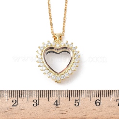 Подвеска в виде сердца из латуни с микропаве из прозрачных кубических цирконий и стекла&nbsp;NJEW-D341-01G