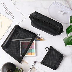 3 шт. 3 стиля нейлоновых марлевых косметичек с застежкой-молнией&nbsp;ABAG-CP0001-11