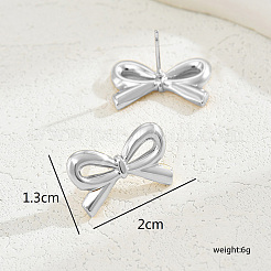 Элегантные серьги-гвоздики с бантом из нержавеющей стали 201&nbsp;NL6502