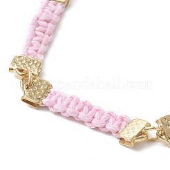 Braccialetti con catena a maglie rettangolari intrecciate in poliestere cerato&nbsp;BJEW-JB10000-02