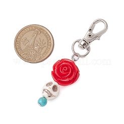 Подвеска из смолы и синтетической бирюзы с черепом и розой&nbsp;KEYC-JKC00824