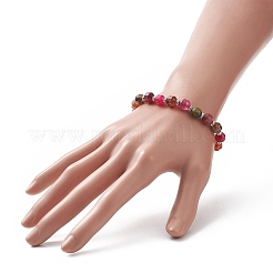 Braccialetto elasticizzato con perline di agata naturale tinta&nbsp;BJEW-JB09180-03